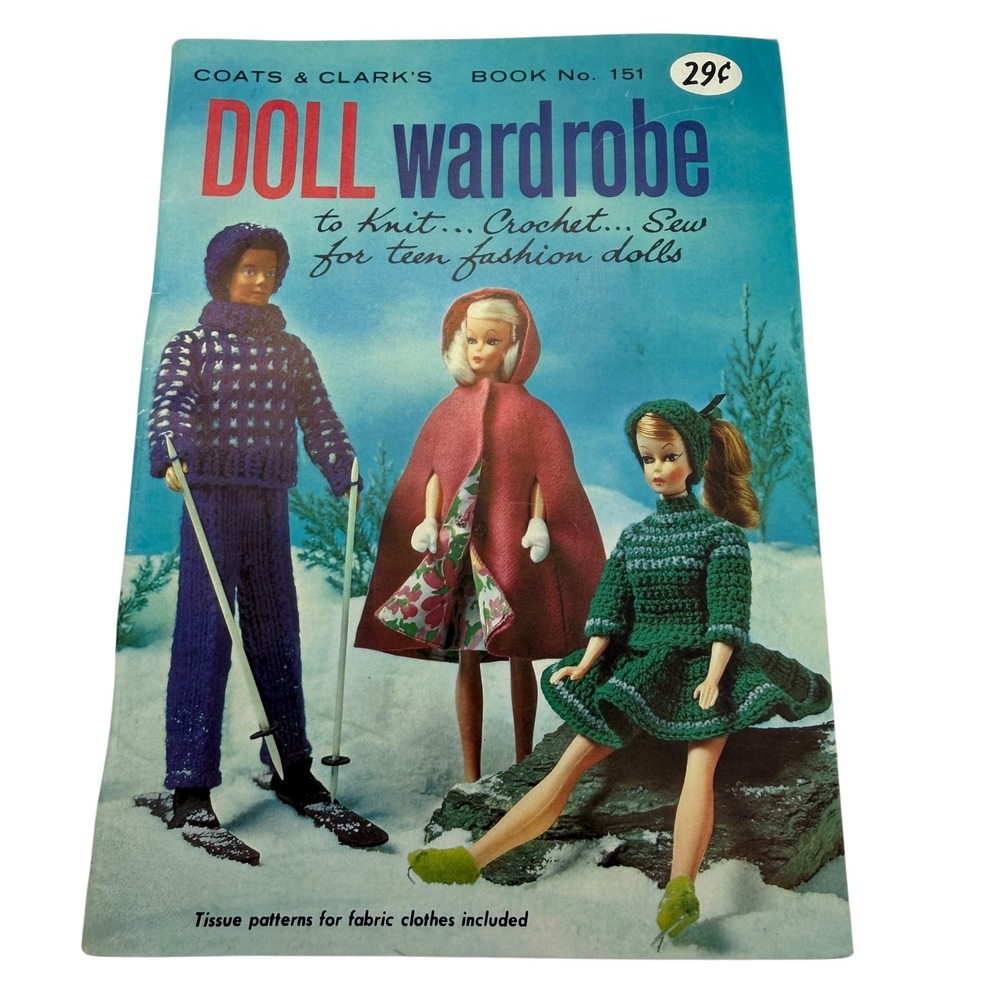 Coats & Clark's Doll Wardrobe Pattern Book 151 Barbie Ken Fashion Vintage 1964